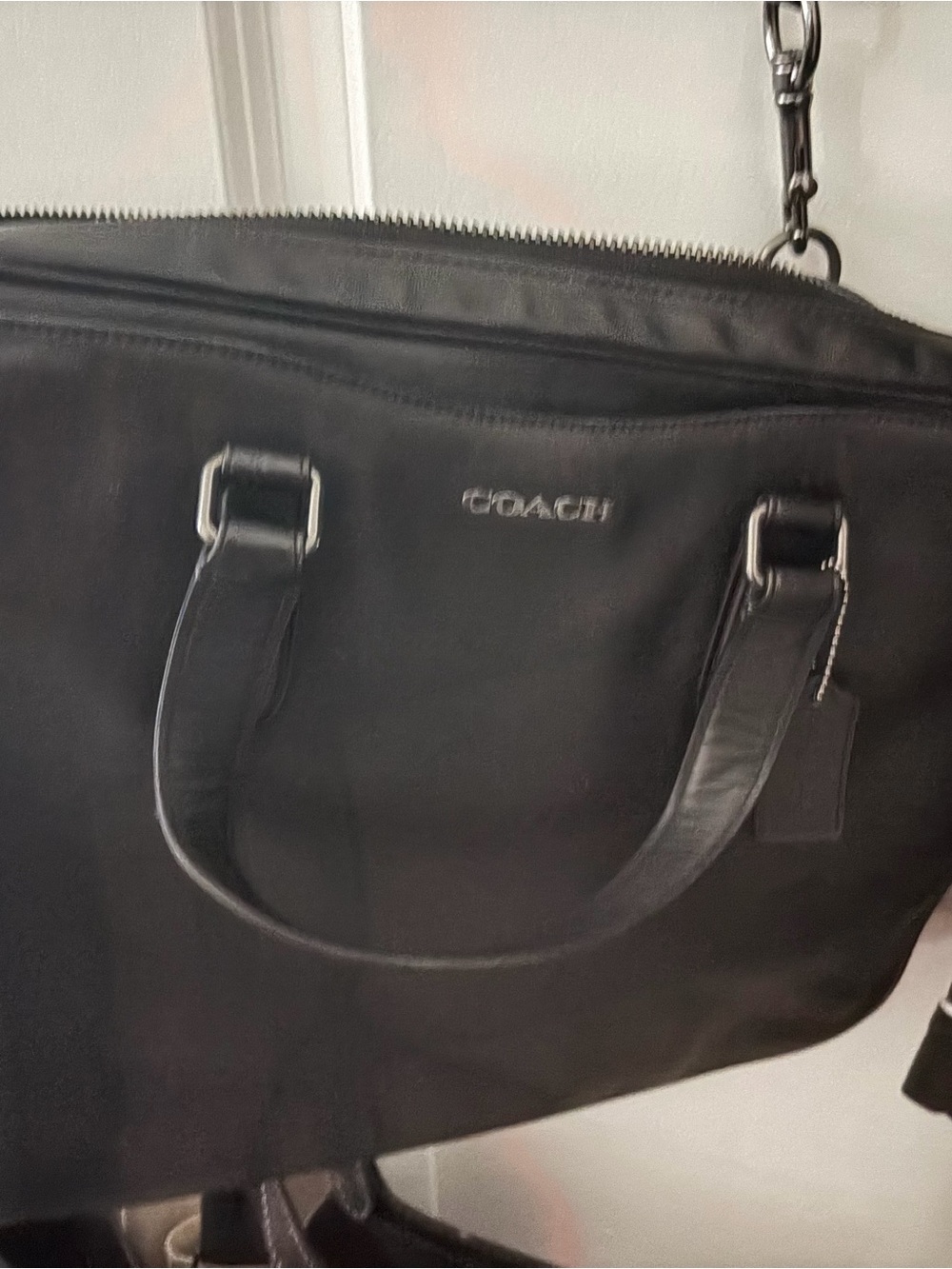 COACH Black Leather Briefcase with Top Handles